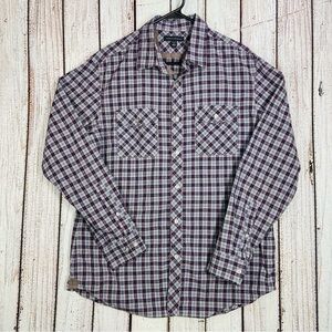 Banana Republic Shirt Mens Large Purple Long Sleeve Button Up Plaid
